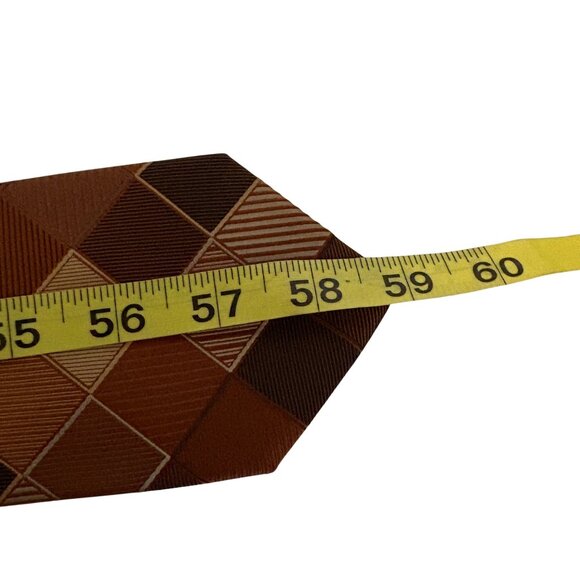 Kenneth Cole Reaction Silk Tie Geometric Brown Orange Mens Necktie Office Formal - Picture 8 of 8
